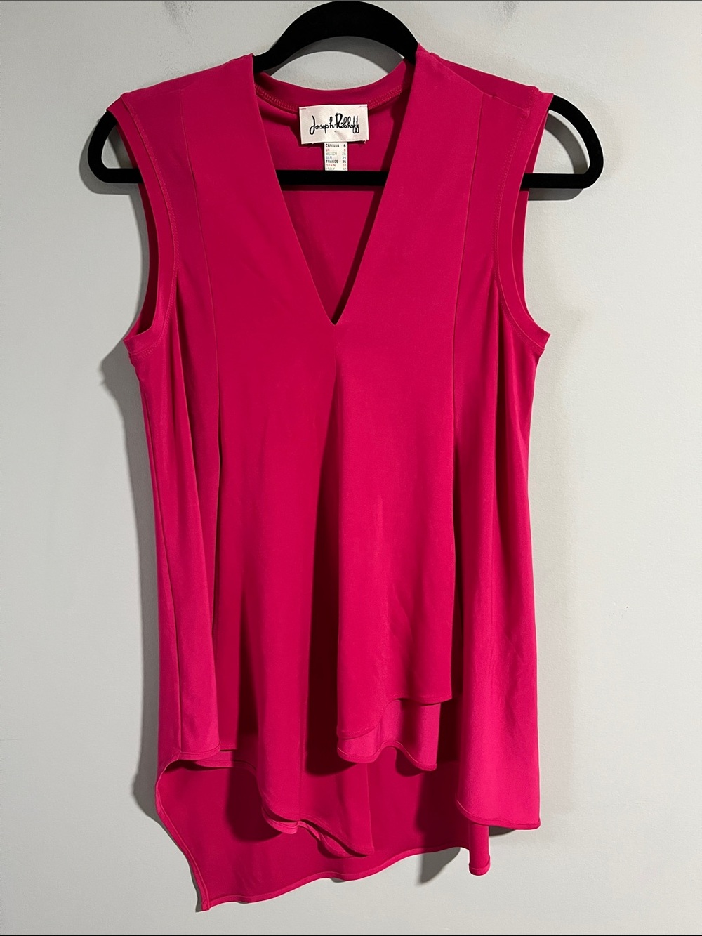 Joseph Ribkoff Asymmetric Pink V-neck Tunic Top